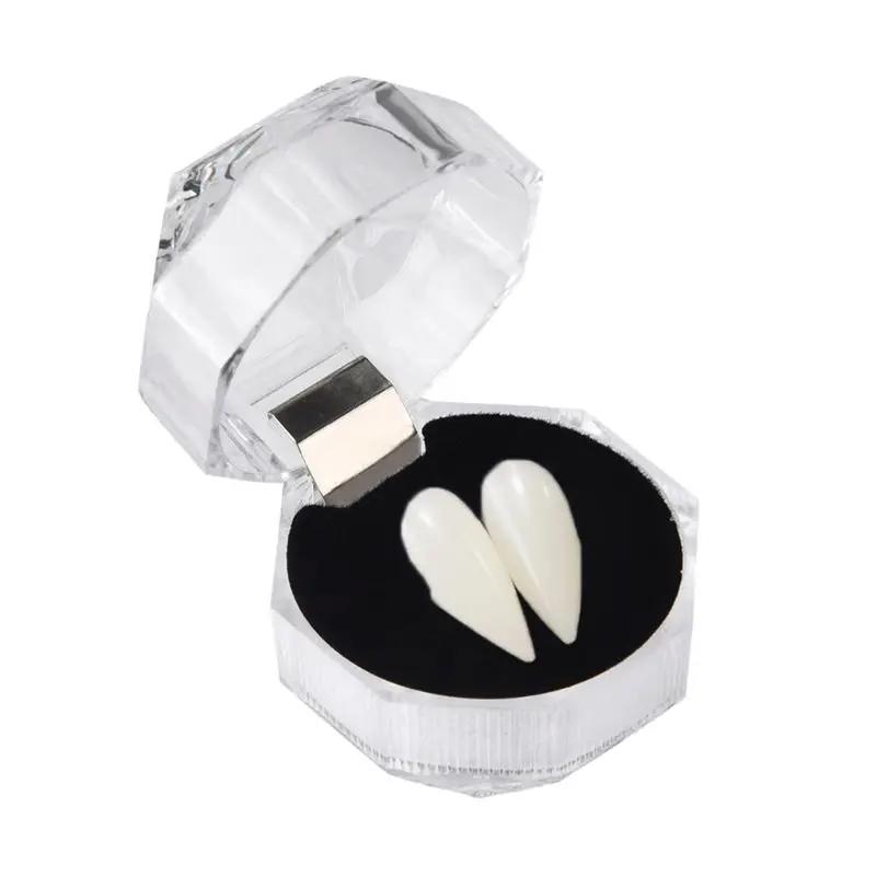 Halloween Vampire Teeth Environmentally Resin A Pair Horror Denture Props With Tooth Gel Easy Mount Cosplay Props Decor