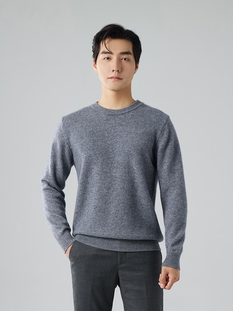 2025 crew neck cashmere sweater thickened solid color long-sleeved sweater knitted bottomed wool sweater