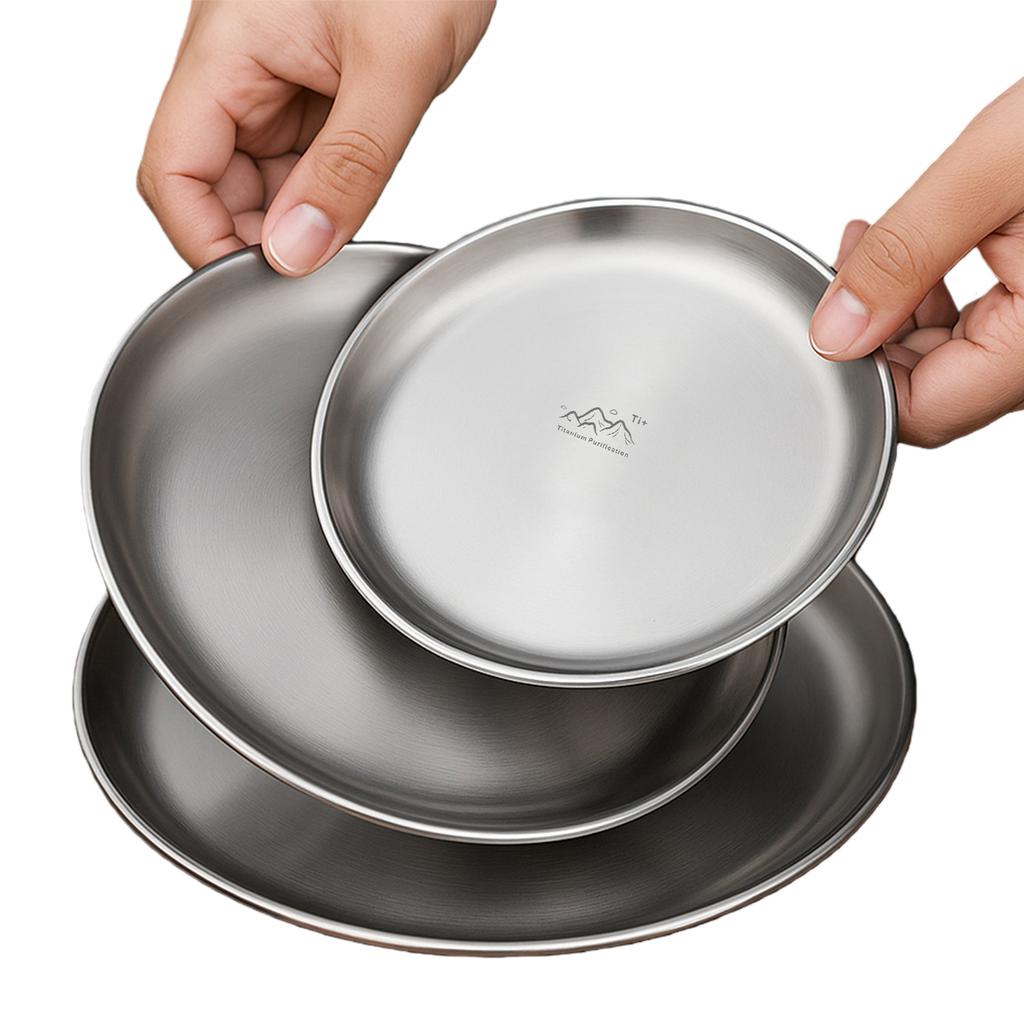 Титановая очистительная тарелка Походная посуда Легкая Штабелируемая Походный поднос Защита от падений Креативная домашняя тарелка