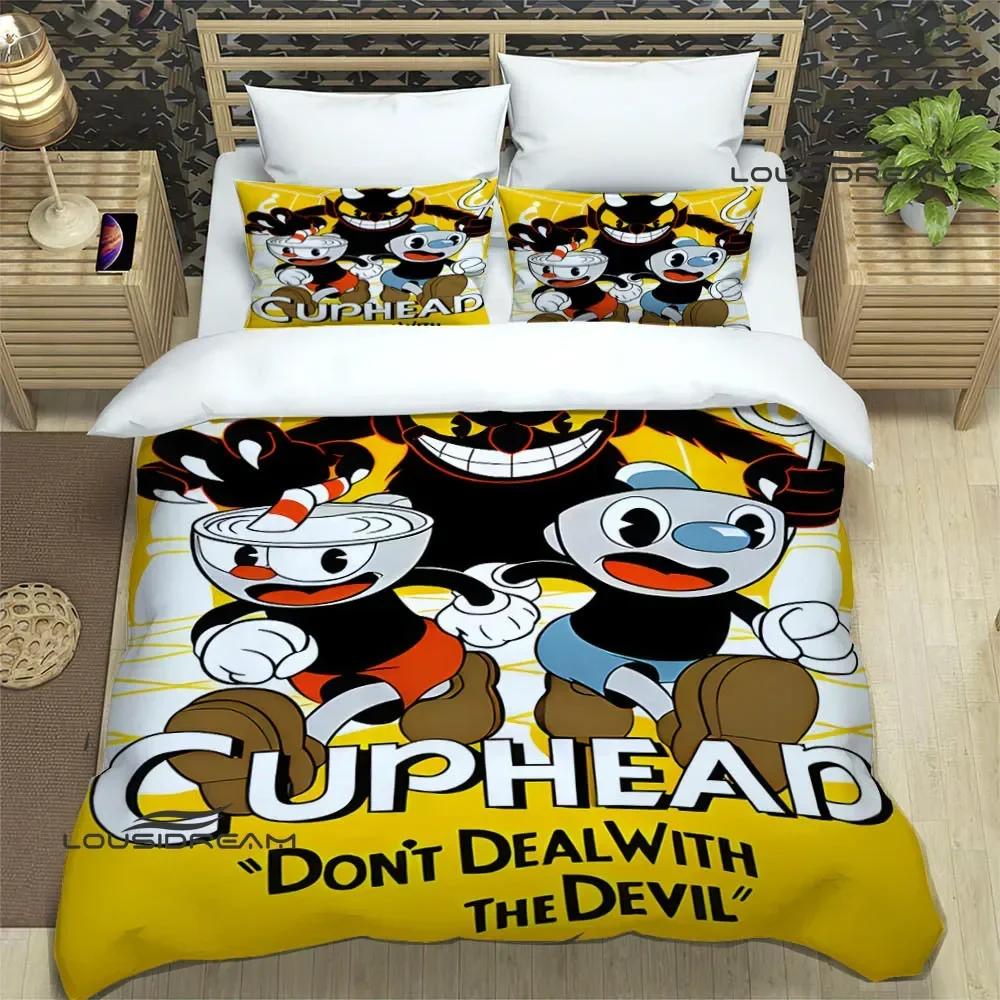 Cuphead Cartoon Printed Bedding Sets Exquisite Bed Supplies Set Duvet Cover Bed Comforter Set Bedding Set Luxury Birthday Gift