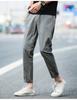 Lightweight elastic waisted linen casual pants, men's trendy brand loose cotton linen tapered ankle pants