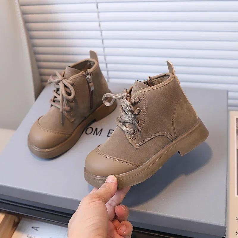 Классические женские ботильоны, универсальные лоскутные зимние ботинки для детей, модные, теплые, нескользящие, детские повседневные хлопковые ботинки, новинка