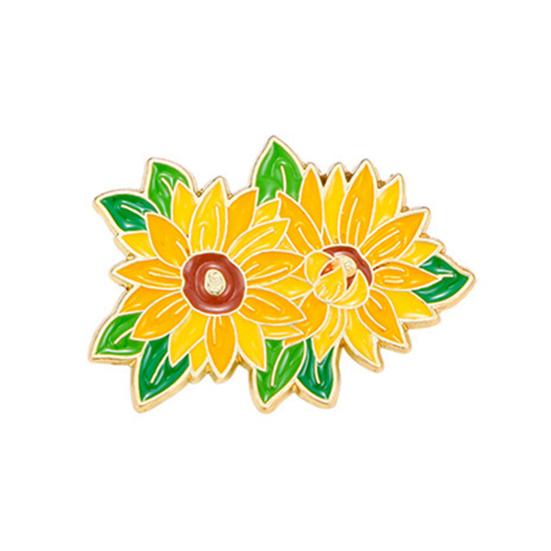 Брошь Яркий Цвет Пион Цветок Листья Форма Значок Украшение Одежды Свитера Шляпы Сумки Аксессуар