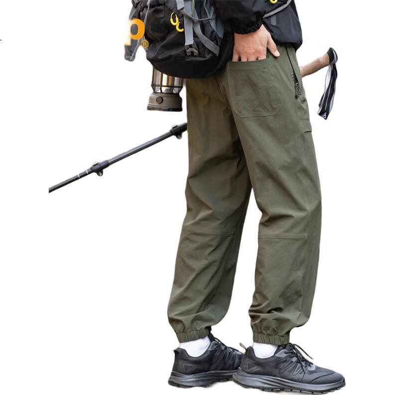 JEEP Men's Cargo Pants, Tactical Casual Trousers, Summer Sports Pants, Paratrooper Long Pants, Army Green, M