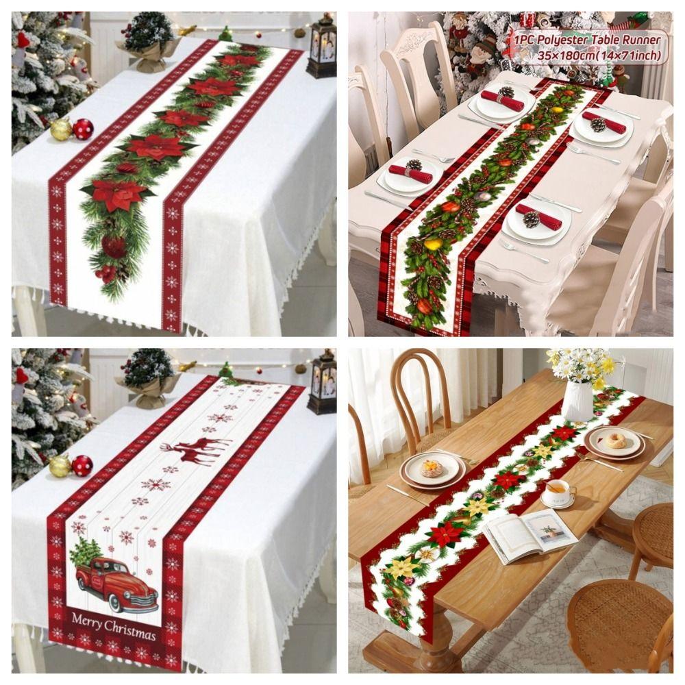 Счастливого Рождества Рождественская дорожка для стола для дома 2024 Скатерть 2025 Новый декор стола
