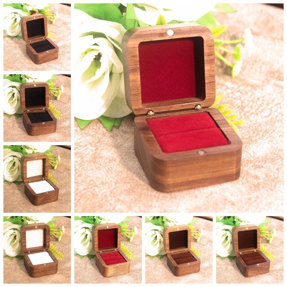 Luxury Rings Bearer Box Square Jewelry Organizer Portable Rings Display Case Propose