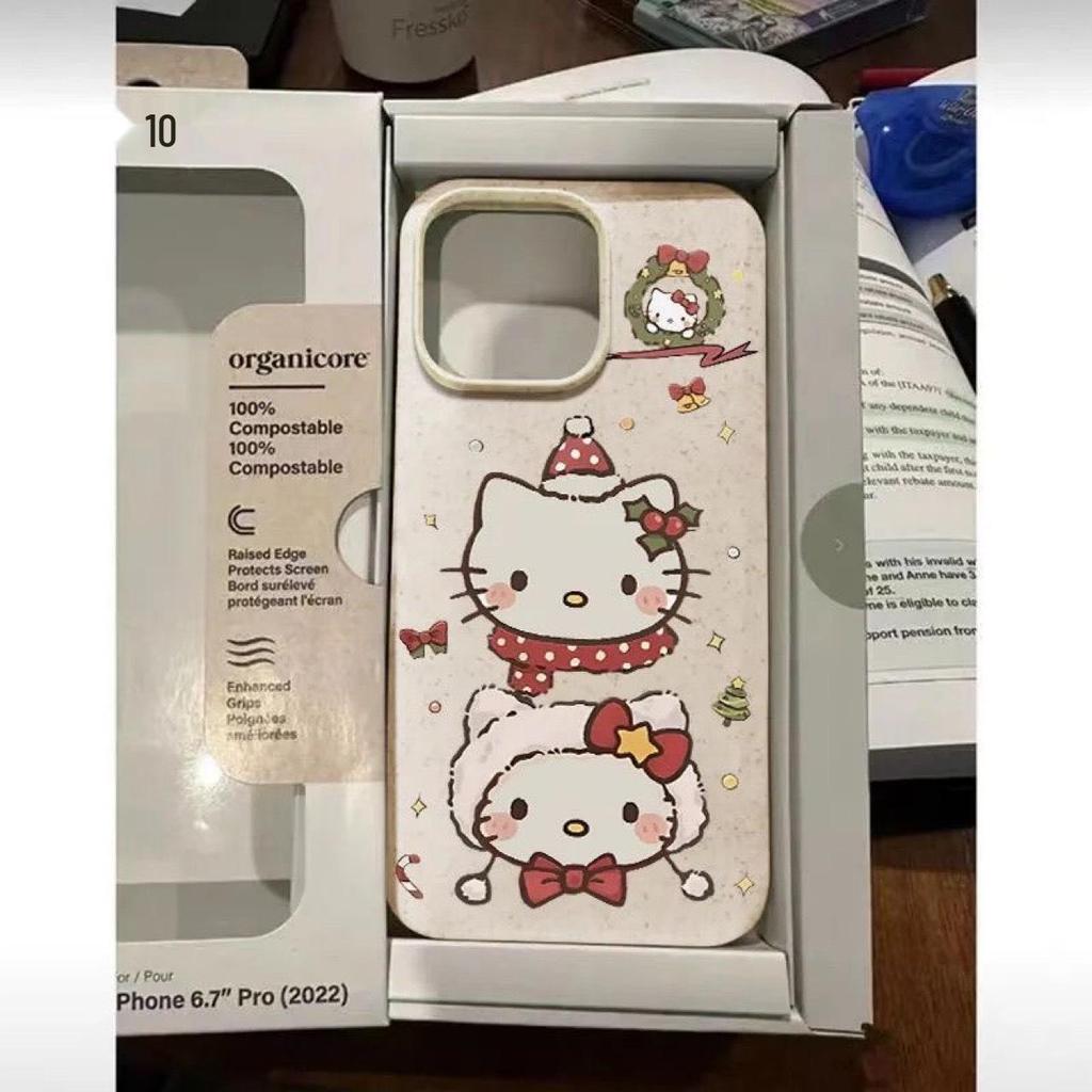 Рождественский чехол Hello Kitty для iPhone Apple 16 Promax, 15 Plus, 14 Pro, 12X