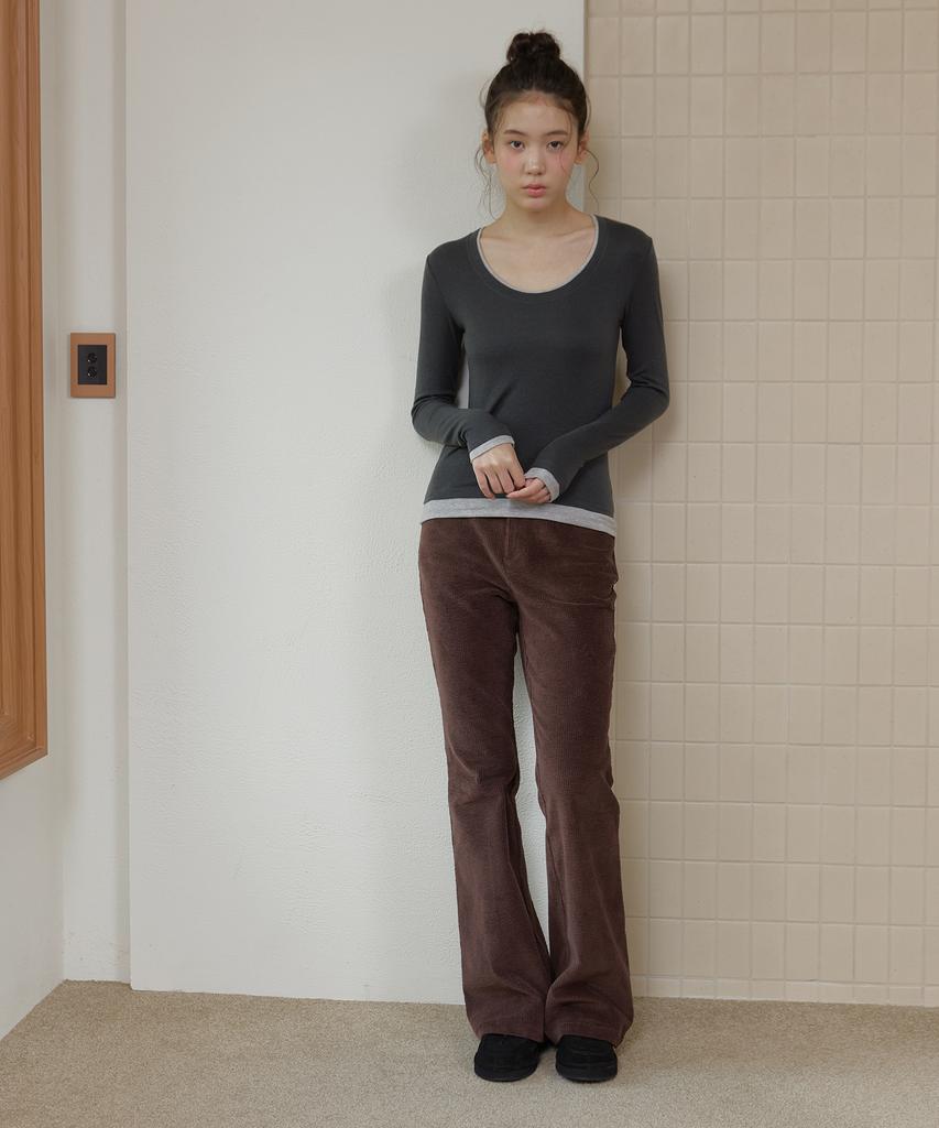 SSEMI Corduroy Flare Pants(Br)