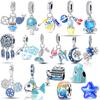 Шармы Медь Оригинал Синяя Снежинка Русалка Осьминог Звезда Бусины Подходят для Браслета Женский DIY Роскошный Подарок Аксессуары Ювелирные Изделия