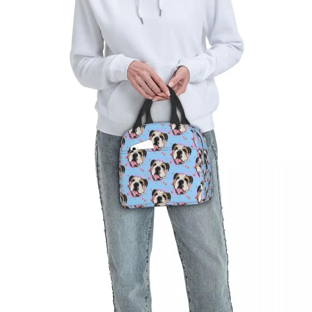 Ланч-бокс с изображением британского бульдога для женщин, портативный герметичный охладитель, термосумка для еды, для детей, школьников