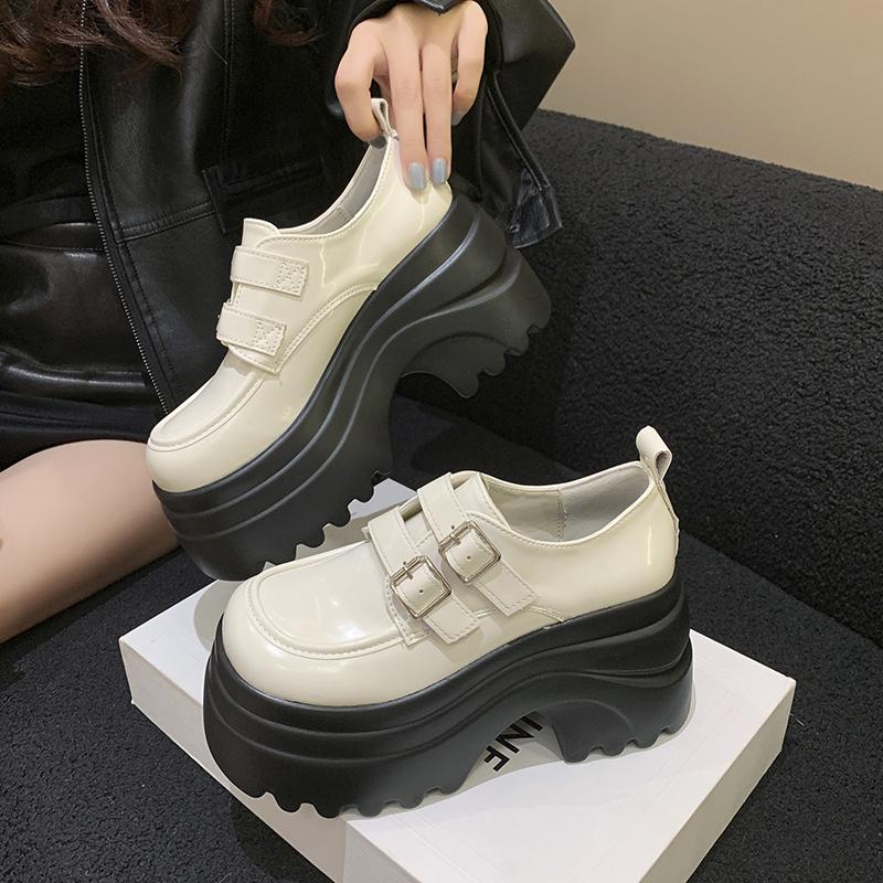 Мода Новинка 2025 Осень 8 см Высокий каблук Повседневная кожаная обувь Женские массивные лоферы Удобные туфли-лодочки Высокая платформа Обувь для ходьбы Женская