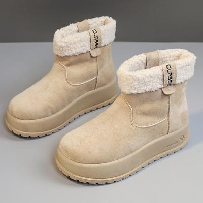 Женские зимние ботинки с круглым носком и толстой подошвой, новые, зимние, с увеличением высоты, с утолщенным утеплителем, теплые хлопковые ботинки, короткие ботинки