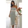Летние женские сексуальные облегающие полосатые трикотажные платья на одно плечо с узкими бедрами