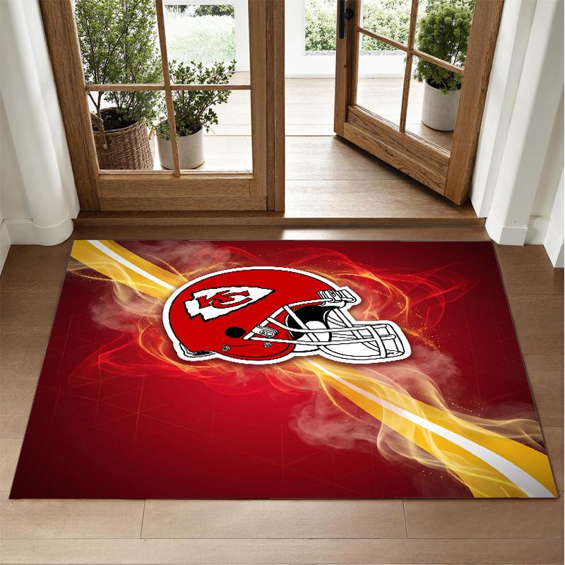 Ковер из кристаллического велюра с дизайном Kansas City Chiefs, мягкий декоративный коврик для спальни, прихожей