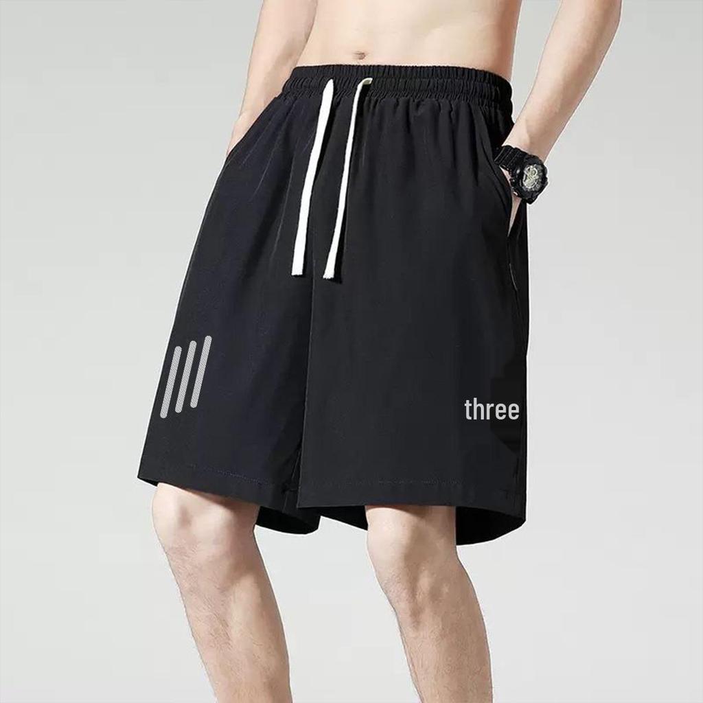 Мужские шорты из ледяного шелка с быстрой сушкой 2024: Легкая, дышащая 5-точечная одежда для бега и повседневной носки