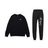 Nike Logo Crew Neck Drop Shoulder Long Sleeve Top Warm Casual Cuffed Knit Sports Pants Hoodie Set Unisex Sets Black BV2667-010+DX0796-010