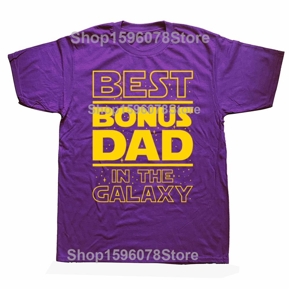 Funny Best Bonus Dad In The Galaxy Stepfather Stepdad Grandpa T Shirts Cotton Streetwear Short Sleeve Birthday Gifts Tshirt Men