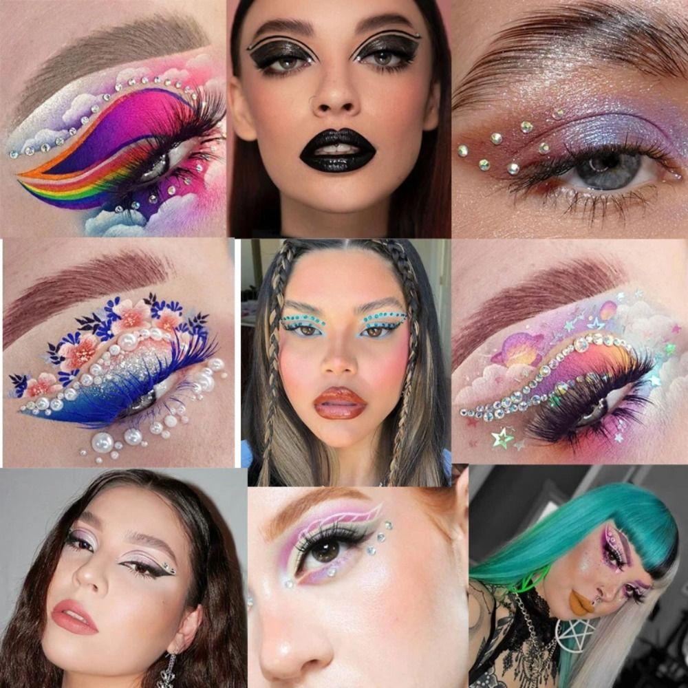 Кристальная радуга, драгоценные камни для лица, ювелирная наклейка с бриллиантами, сценическое украшение, 3D украшение для нейл-арта