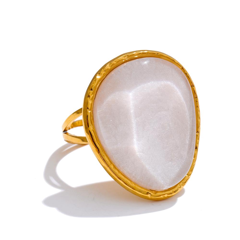 Eetit Изысканное разноцветное кольцо из смолы с карамельным узором, белое, розовое, синее, желтое, регулируемое, золотого цвета, из нержавеющей стали, летний подарок