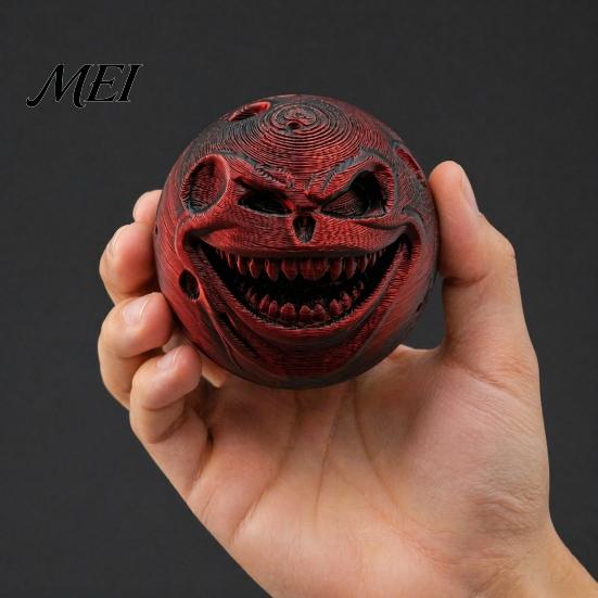 Жуткий Лунный Шар Украшение 3D Печатная Фигурка Лица, Жуткая Лунная Статуэтка Настольный Декор, Ужасающая Уникальная Инопланетная Скульптура Выражение Коллекционное Украшение,