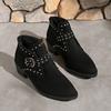 Autumn New Coarse Heel Single Boots Women's Round Head Suede Rivet Sleeve Anti-slip Wear-resistant Short Boots