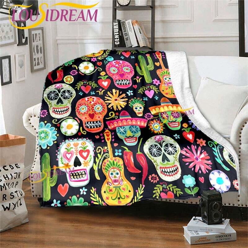 Одеяло с цветами и черепом, диван, пододеяльник, дорожное постельное белье, одеяло, фланелевое одеяло, покрывало на кровать