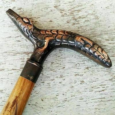 Латунная Ручная Работа Коркдол Трость для Ходьбы Коричневая Викторианская Антикварная Прочная 37