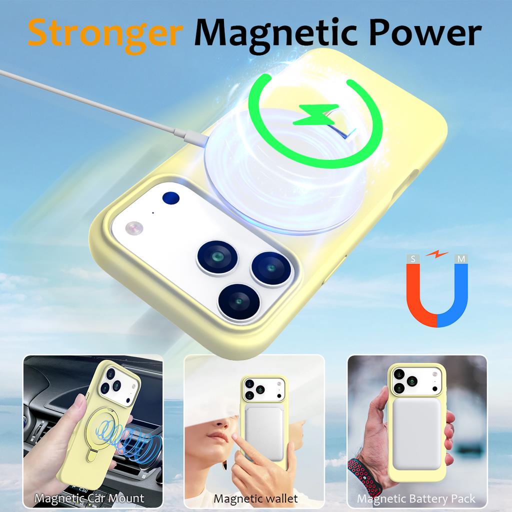 For iPhone 17 Pro Max Case Compatible with MagSafe Kickstand PC+Silicone Phone Cover