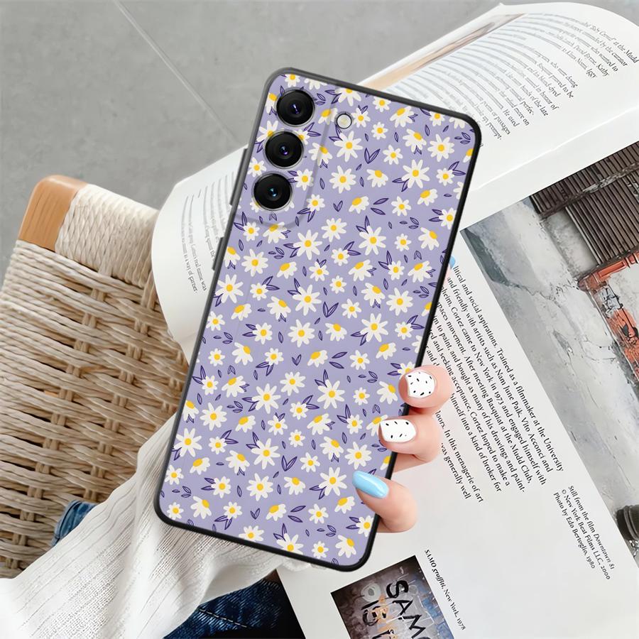 Простой чехол-накладка с хризантемами для Samsung Galaxy A52 A36 A23 A05 A25 A16 A06 A55 A37 A57 A15 A73 A51 A53 A17 A13 A50 A70