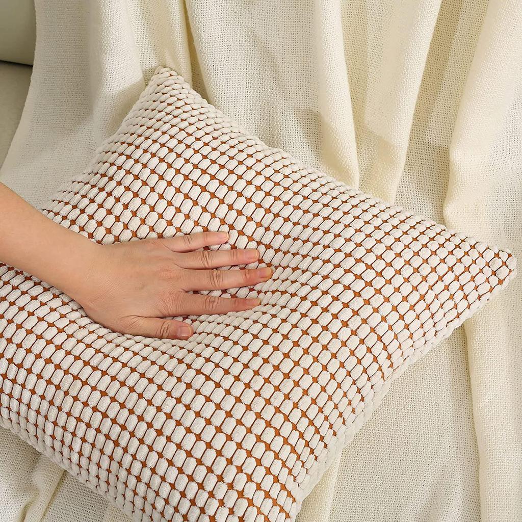 Nordic Corduroy Throw Pillow - Modern Sofa Cushion with Corn Kernel Design