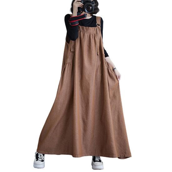 Yousheng Women's Denim Overall Dress Loose Sleeveless Boho Jean Jumper Dress with Pockets Wide Hem Pinafore Dress with Adjustable Strap