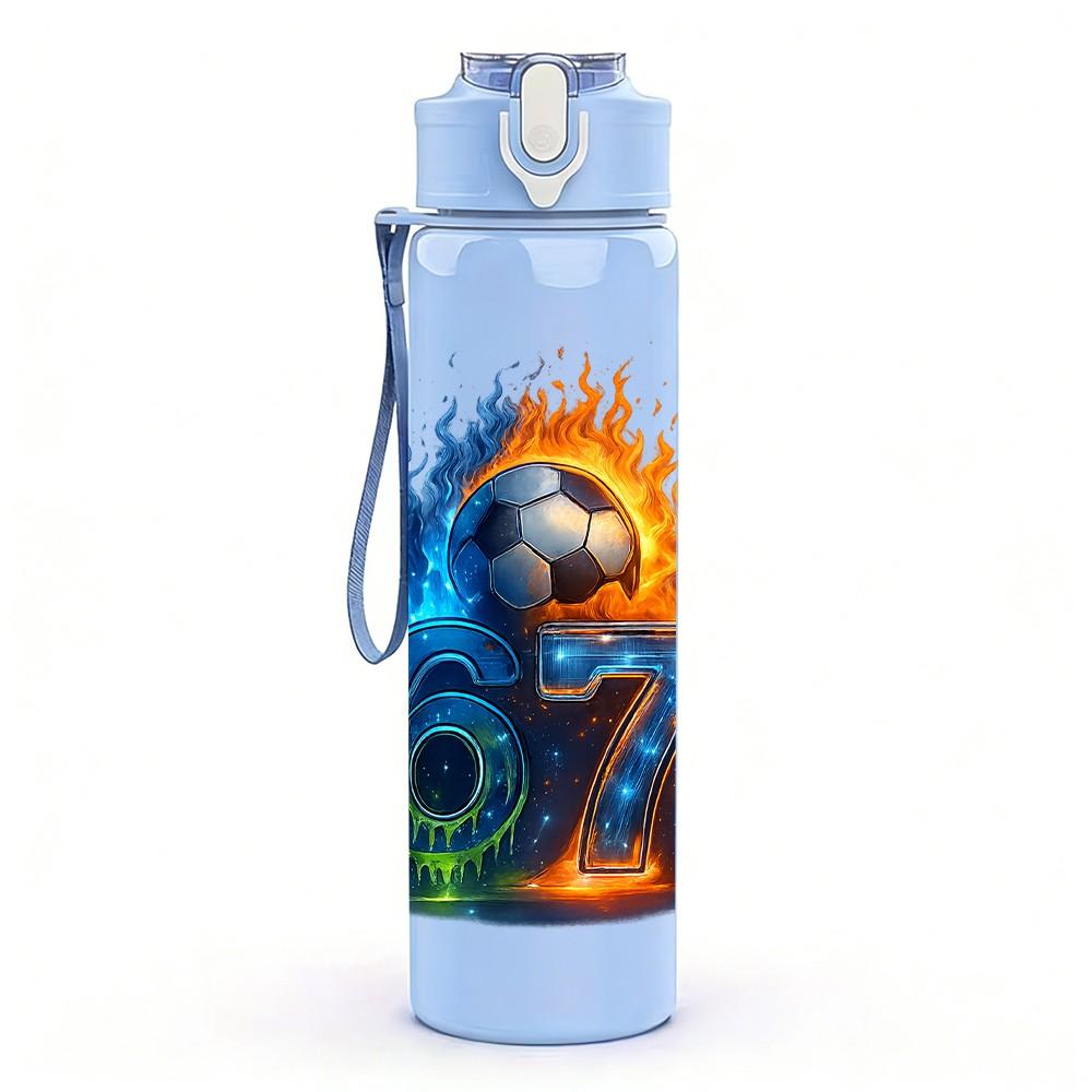 1PC Fiery Number Seven Art 750ml Color Plastic Sports Water Bottle Leakproof Flip Straw Lid Suitable for Sports Office Home Use