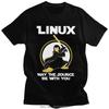 Linux May The Source Be With You T Shirt Unisex Cotton Penguin Programmer Developer Programming T-shirt Coding Nerd Coder Tee Tops