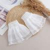 Белый Тюль Эластичный Короткий Ложные Расклешенные Рукава Двухслойная Оборка Кружево Съемные Манжеты Свитер Декоративные Аксессуары