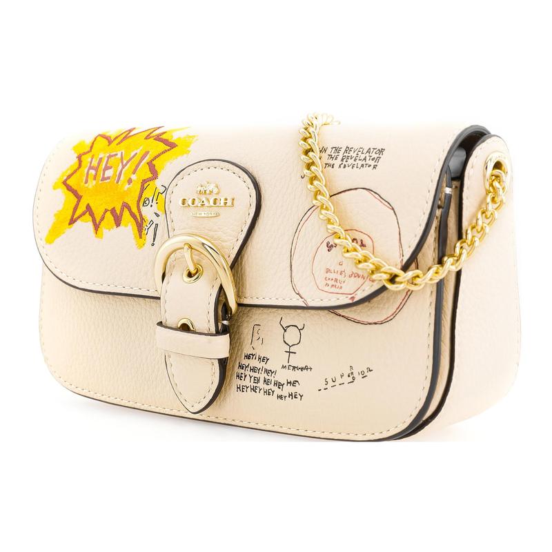 Coach Совместная модель Basquiat Kleo 19 классическая ретро граффити коровья кожа цепь сумка-клатч сумка через плечо сумка на плечо женская бежевый белый