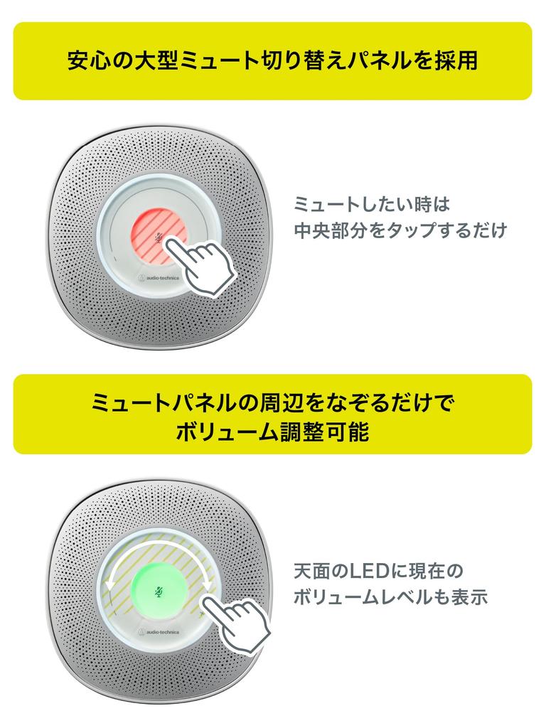 Audio-Technica AT-CSP7 (E) Speakerphone, Conference Microphone Speaker for ZOOM, Supports 12 People with Two Connected Units, Type-C and Type-A