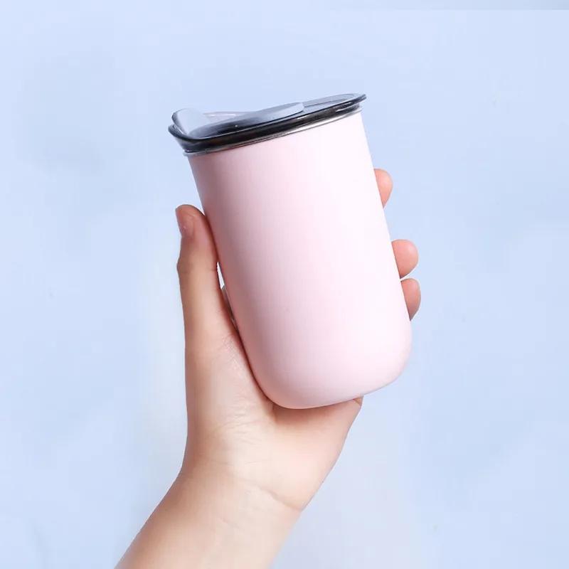 300ML Stainless Steel Coffee Cup Mug with Lid Simple Insulated Coffee Mug Thermal Bottle Heat-resistant Thermos Mug Drinkware