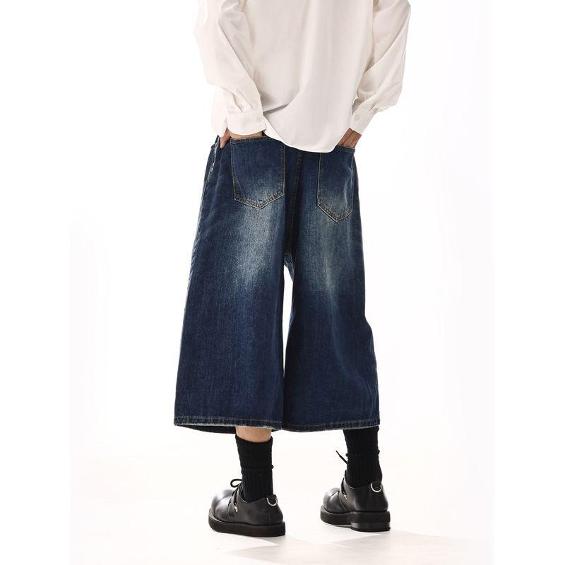 American Retro Washed Denim Shorts Summer New Cropped Pants Easiest for Match Loose Slimming and Straight Bermuda Shorts Tide