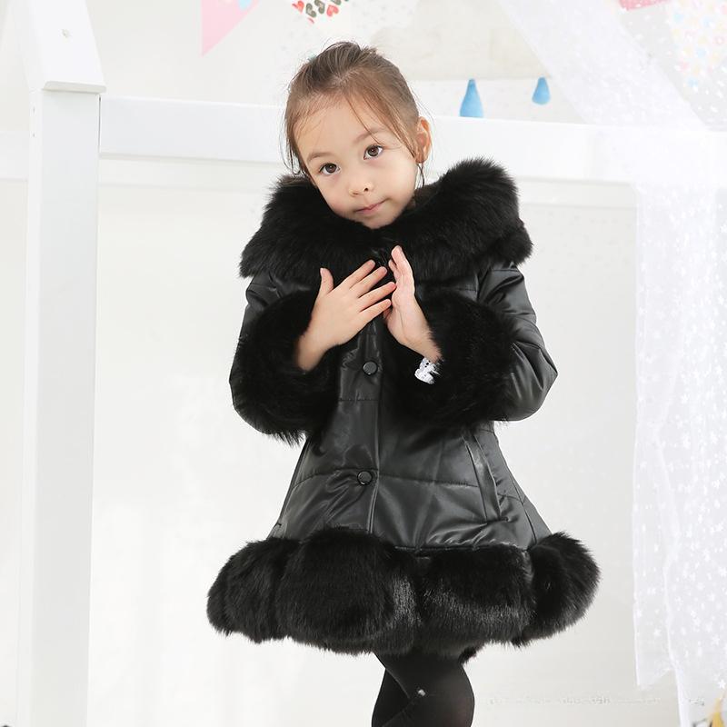 Winter Girls Winter Thickened Jacket Korean Version of Children's Clothing Children's One Mid-length Hooded Coat