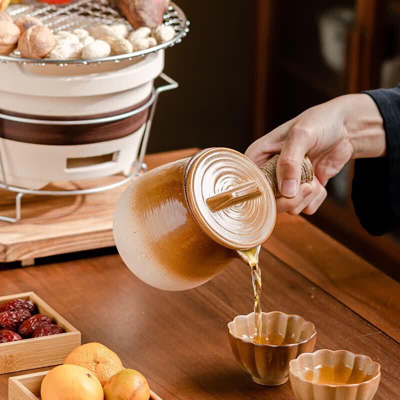 ZISIZ Ceramic Stovetop Tea & Milk Tea Brewing Pot Set