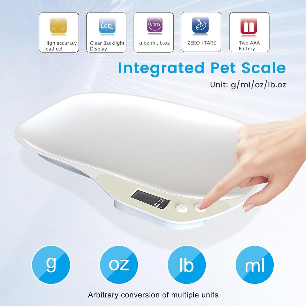 Small Digital Pet Scale for Dogs Cats, Max 33 lbs LCD Display Small Animal Scale, Multi-Function Mini Electronic Kitchen Food Weighing Scales, for