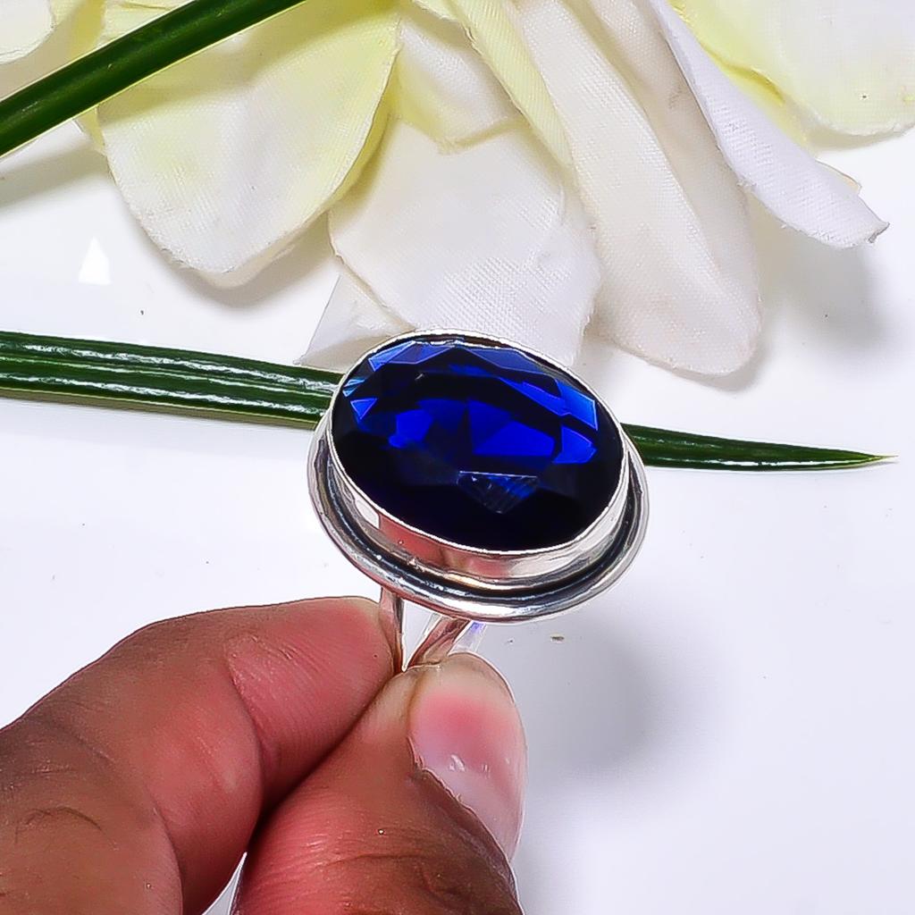 Кольцо из стерлингового серебра 925 с драгоценным камнем «Синий сапфир» V8500, Синее кольцо, Овальное кольцо, Подарок на День святого Валентина, Подарок для нее, Подарок на день рождения, Украшения ручной работы, Серебр