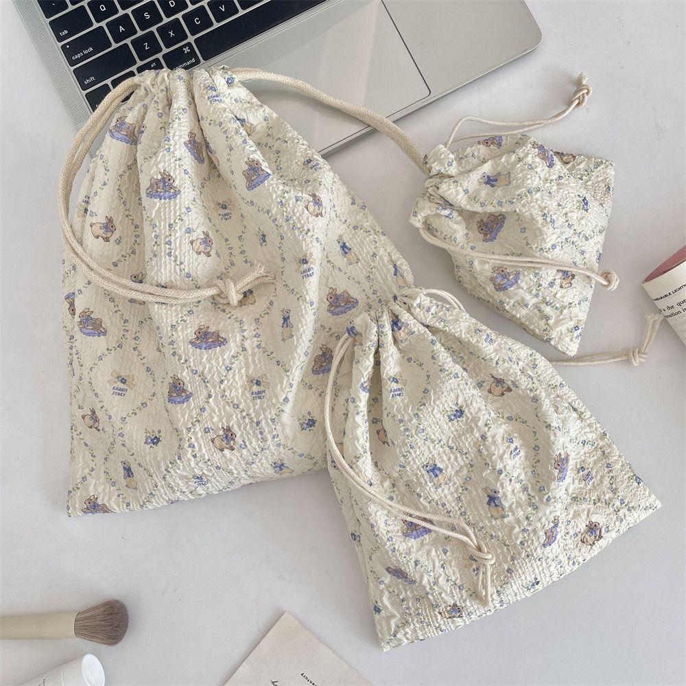 3Pcs/set Printing Drawstring Storage Bag Large Capacity Small Item Pouch  Women