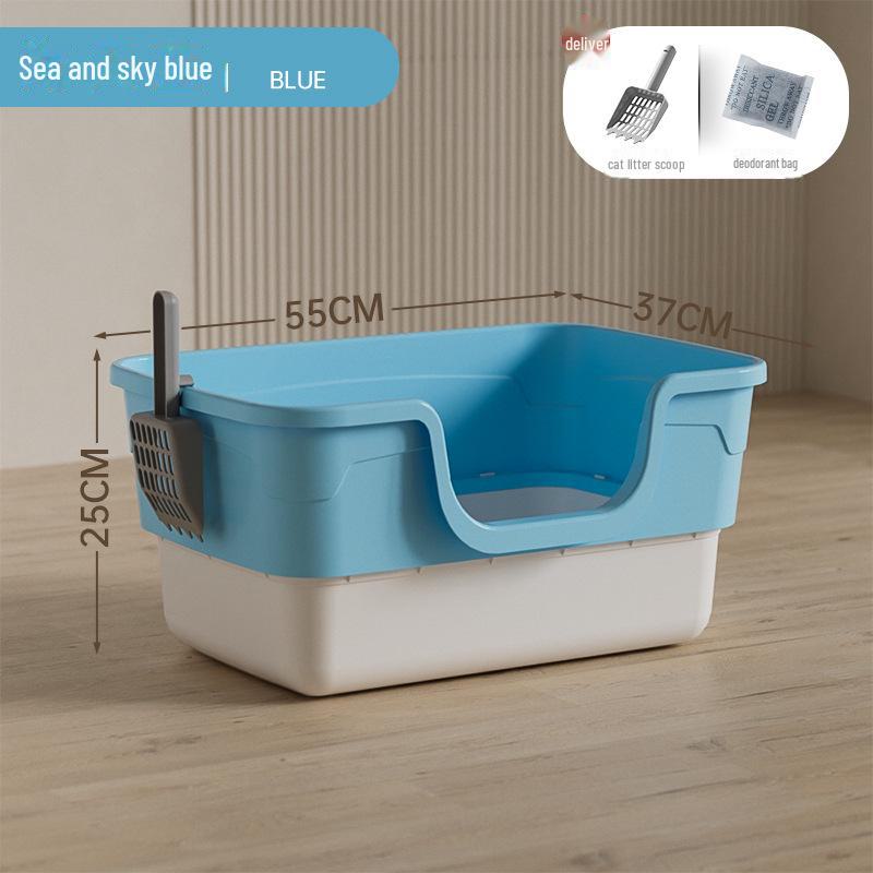 Giant Open Cat Litter Box - Splash-Proof for Large Cats