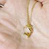 Korean Simple Style 18k Gold-Plated Silver Deer Necklace with Pearl, Women's Clavicle Chain, Christmas Gift