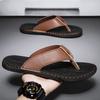 Модные кожаные шлепанцы ручной работы, летняя мода, мужские шлепанцы, уличные шлепанцы, дышащие, удобные, мужские шлепанцы, праздничные, нескользящие