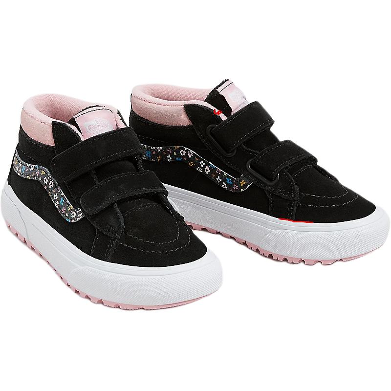 Vans Sk8 Mid Reissue Comfortable Shock Absorption Durable Breathable Mid-Top Kids Skate Shoes Kids Sneakers Black VN000D10B9P