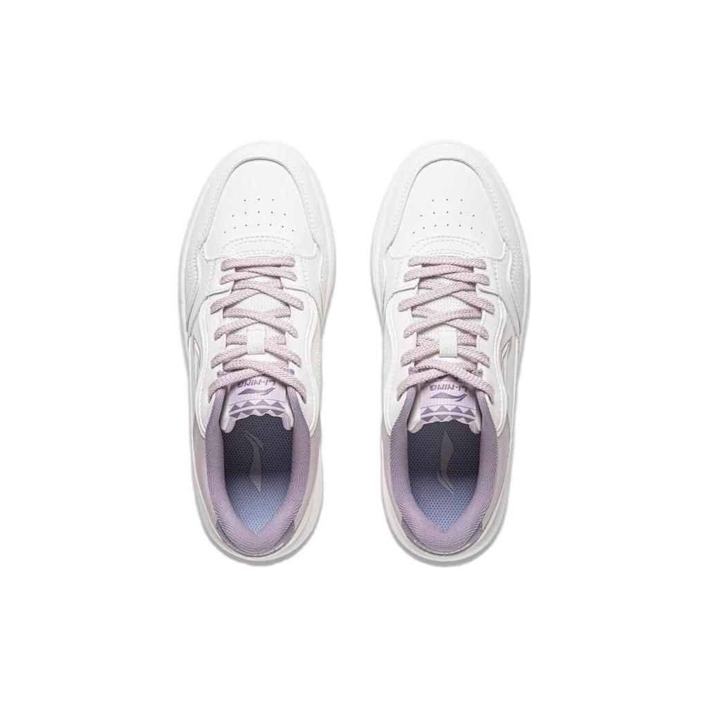 Li-Ning New Comfortable Fashion Non-Slip Wear-Resistant Low-Top Skate Shoes Women Sneakers White Purple AGCT474-2