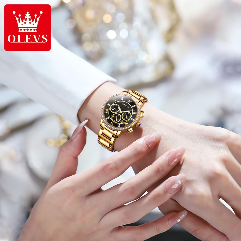 Серебряные кварцевые наручные часы из нержавеющей стали для женщин, роскошные многофункциональные водонепроницаемые светящиеся женские часы