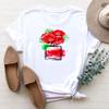 (Asian Size)  Tee Top Fashion Flower Lovely Style Cute Trend Women Print T Shirt Woman Summer Female T Clothing Short Sleeve Graphic T-shirts